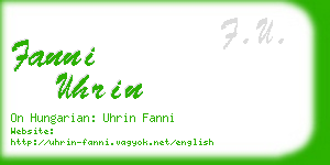 fanni uhrin business card